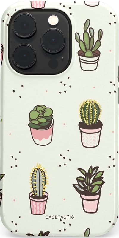 Casetastic Hoesje Geschikt voor Apple iPhone 14 Pro Magsafe - Stijlvolle Beschermende Duo-layer Case - Familie Cactus