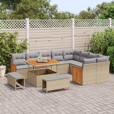 vidaXL - Tuinbank - Set - 12 - st - 12-Aantal - zitplaatsen - Beige - en - Lichtgrijs