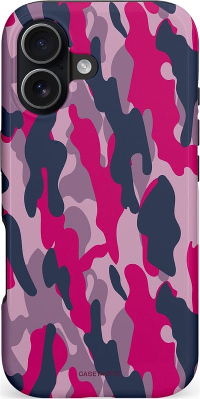 Casetastic hoesje geschikt voor Apple iPhone 17 - MagSafe - Dubbellaagse bescherming - Urban Pink Camo - Fashion Case - Lila Roze Donkergrijs Grijs