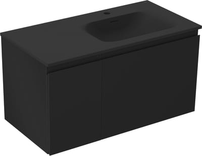 Mexen Orio badkamerkast 90 cm met wastafel Vela rechts, 1S, 1D, zwart mat - 91A13-09047-3-BBFF71-W23P71