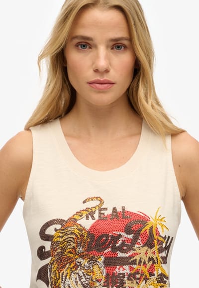 Superdry - Vintage Logo Tokyo tanktop met ronde hals - Dames - Vesten