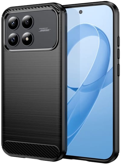 Geborsteld TPU Hoesje Geschikt voor Xiaomi Poco F8 Pro - Beschermhoes - Back Cover - Case Flexibel TPU - Stijlvol Carbon - Dun - Zwart