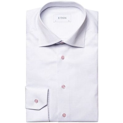 Eton Overhemd Micro Check Signature Twill Blauw-Roze / male