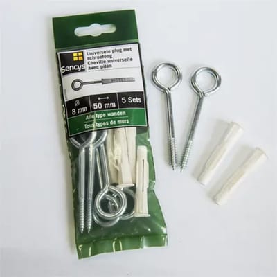 Sencys Universele Plug Met Schroefoog Kunststof - Diam. 8x50mm - 5 Stuks