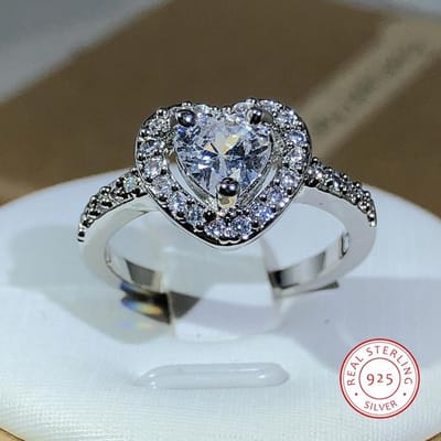 Bague en argent Sterling 925, trois griffes, Double amour, en Zircon blanc, bijoux à la mode pour dames, cadeau de fête, Cocktail, vente 7 blanc