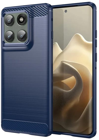 MobyDefend Hoesje - Geschikt voor Motorola Edge 60 Pro - TPU Backcover - Geborstelde Metaal & Carbon-Look - Blauw