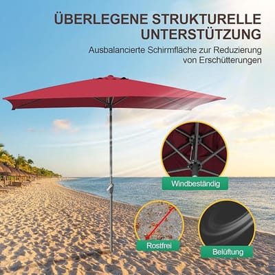 Tuinparasol 3-laags Geventileerd 300 cm – Kantelbare Rond Terrasparasol met Zwengel – Bellavero Buitenparasol Donkerbruin voor Patio, Balkon & Tuin, Metaal & Polyester, UV-Bescherming – Afmetingen ...