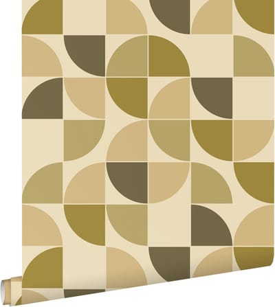ESTAhome behang retro ornamenten olijfgroen - 50 x 900 cm - 132022