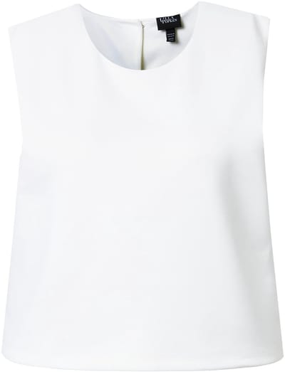 Ulla Popken - Dames - Scuba-top glinsterende knopen boxy ronde hals mouwloos - Sneeuwwit - Maat 46+