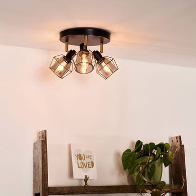 Lucide NILA - Plafondspot (Plafondlamp) - Ø 36 cm - 3xE14 - Zwart