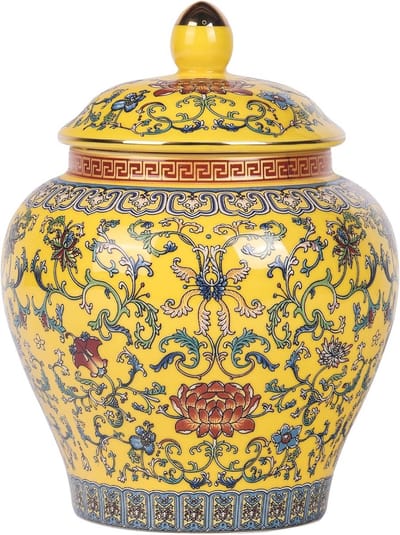 Handgemaakt Glazen Gember Pot - Kleurrijke Chinoiserie Vaasje, Blauwe en Witte Porselein Decoratieve Pot met Deksel voor Huisdecoratie en Opslag