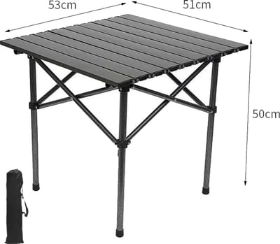 Opvouwbare Campingtafel – Lichtgewicht & Duurzaam – Inklapbare Outdoor Tafel – Zwart: 53×51×50