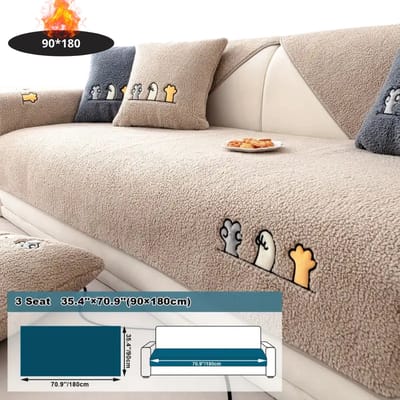Livano Bankhoes - Bankbeschermer - Stretch - Sofa Cover - Pluche - Khaki- 3 Zits 90x180