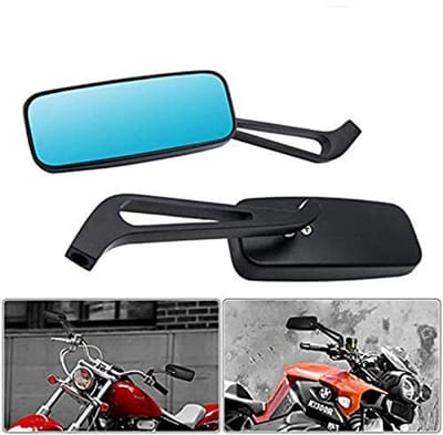 Dailygoods- Stuurspiegel Universeel - Achteruitkijkspiegel - Motorfiets Spiegels - Rechthoekig - 8mm/10mm - Zwart - 12cm x 4.8cm - Motorfiets Spiegel