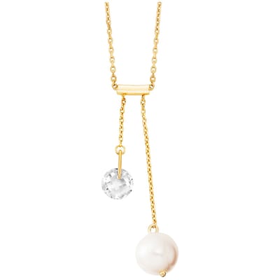 Julie Julsen Anhänger mit Kette 925/- Sterling Silber vergoldet Perle und Zirkonia