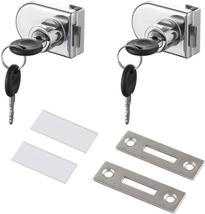 Veiligheidsloten voor Glazen Deuren - Roestvrijstalen Meubelvergrendelingen met 4 Sleutels voor Glazen Kasten en Vitrinekasten - Set van 2 voor Extra Beveiliging en Gemak