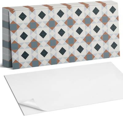 Coloray Plaktegels - Geometrisch tegelpatroon Zelfklevende Wandtegels - 40 cm x 20 cm - Grijs Plaktegels - 10 stuks - Rechthoek PVC Tegels - Plaktegels Badkamer - Vloertegels Zelfklevend - Vinyl Tegels Zelfklevend - Portugese Tegels