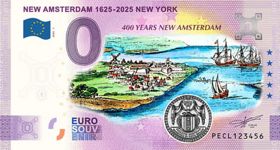 0 Euro biljet Nederland 2025 - New Amsterdam 1625-2025 New York KLEUR