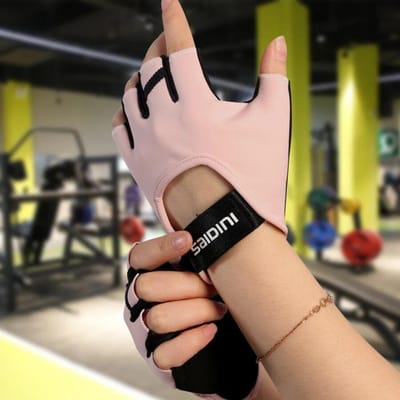Gants de sport pour femmes, gants de fitness, de plein air, antidérapants et absorbant les chocs, demi-doigts, durables et respirants M rose
