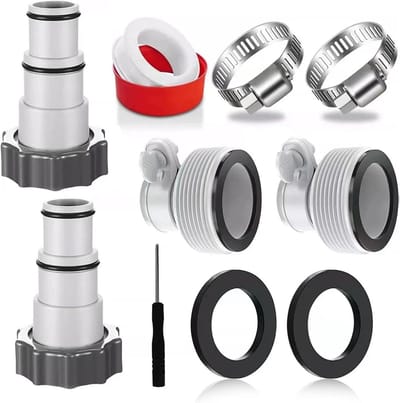 longziming - Zwembadslangadapters- Gummi Schlauchverbinder 32-38mm - Pool Pumpen Anschluss Adapter - Werkzeugelose Montage - Lekvrije Afdichting - Duurzaam En Roestvrij