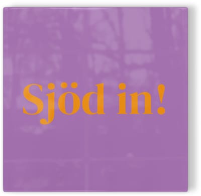Tegeltje Maastricht Sjöd in! - paars oranje - tegeltje stad - tegeltje met tekst