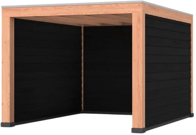Douglas overkapping, 300 x 400, met achterwand en twee zijwanden, Westwood Modern Basic zwart