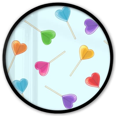 Poster in lijst Rond - Fotolijst 40x40 cm - Posters - Lolly - Regenboog - Snoep - Ronde posterlijst zwart - Decoratie - Wanddecoratie woonkamer - Muurdecoratie slaapkamer