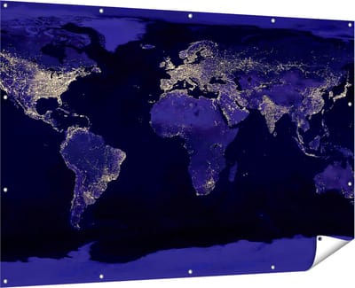 Gards Tuinposter Wereldkaart met Licht Observaties - 180x120 cm - Tuindoek - Tuindecoratie - Wanddecoratie buiten - Tuinschilderij