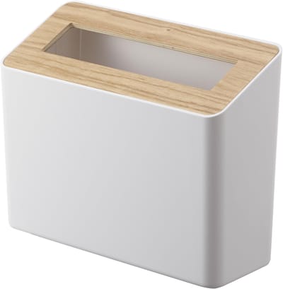 Unyqoos® Tafelafvalemmer voor stijlvol en praktisch afvalbeheer met houten deksel, wit