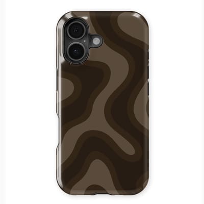 DripCase Curvy Lines Hoesje geschikt voor iPhone 16 | Backcover met Mag | Design Tough Case geschikt voor iPhone 16 Espresso Wave