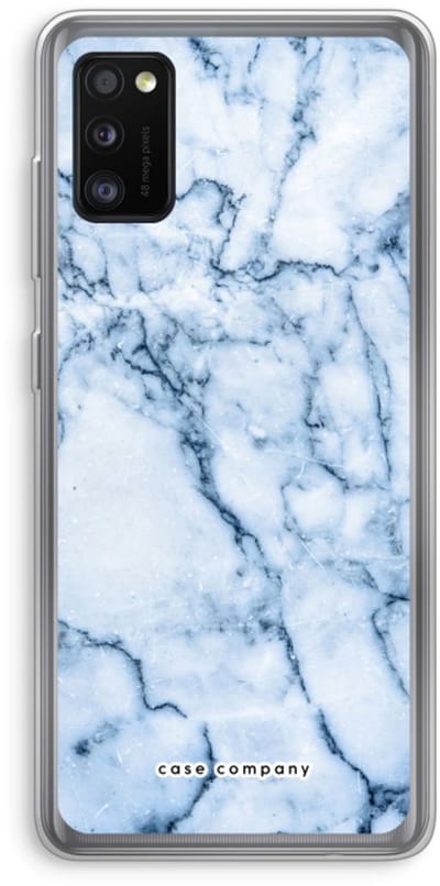 Case Company® - Hoesje geschikt voor Samsung Galaxy A41 hoesje - Blauw marmer - Soft Cover Telefoonhoesje - Bescherming aan alle Kanten en Schermrand