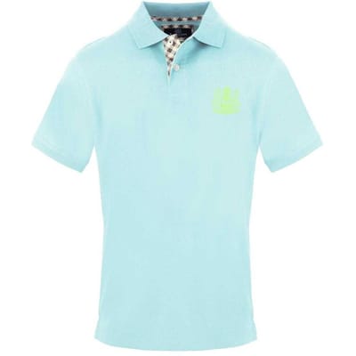 Aquascutum Heren Geborduurd Logo Kraag Korte Mouwen Polo Shirt (Lichtblauw)