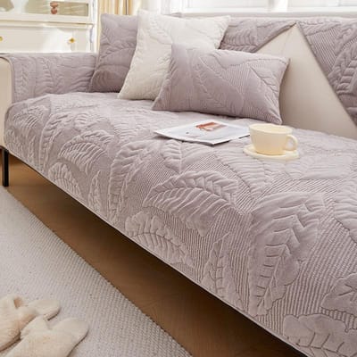 Nieuwe Winter Dikke Korte Pluche Blad Jacquard Bank Handdoek Rand Antislip Bankhoes Stijl Sectionele L-vormige Hoekhoes Doek 45x45cm pillowcase grijs