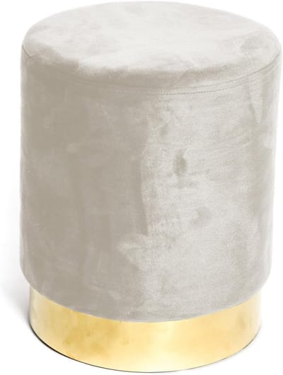 Fluwelen Voetbank Rond Beige - Stijlvolle Poef als Zitkruk