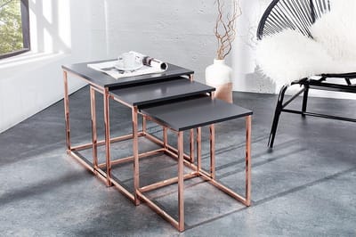 Design bijzettafel set van 3 ELEMENTS 40cm antraciet koper