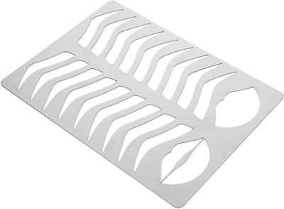 Wenkbrauw Sjabloon - Make-up Mal - Wenkbrauwen Vormgeven - Roestvrij Staal - 19.60X14.50CM - Metaalkleur