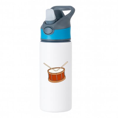 Hacebo® - trommel waterfles met rietje blauw - Drum - Drummers - muziek - muzikant - slaginstrument - water fles - 650ML