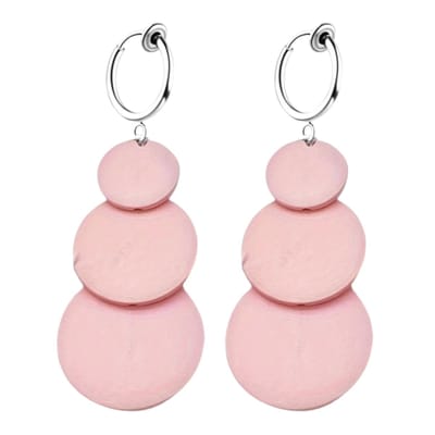 Klem oorbellen baby roze hout Pixi- geen gaatje- lang- Charme Bijoux