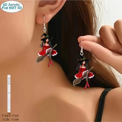Halloween Heksen Oorbellen Donker Creatief Design Gevoel Elegant Sexy Cartoon Goochelaar Oorbellen black