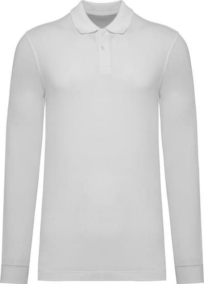 Kariban Bio180 piqué herenpolo lange mouwen K2027 - White - 3XL