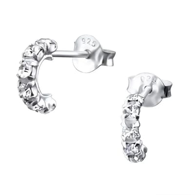 Aramat Jewels | Oorbellen | Stijlvolle Zilveren Hoepel Oorbellen met Kristal | | | |3mm | Zilver | Kinderen, Volwassenen | Verkleurd niet
