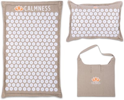 Calmness Eco Spijkermat Set met Spijkerkussen - Beige - 74x44 cm - Acupressuur Mat - Massagekussen - Nekmassage - Rugmassage - Shakti mat