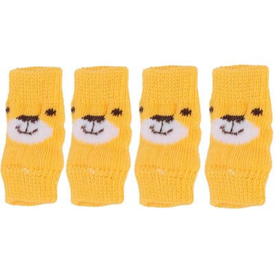 4pcs Protecteur de coude pour chien Motif ours de dessin animé Protection des articulations Résistance à la saleté Coude pour chien de compagnie S yellow