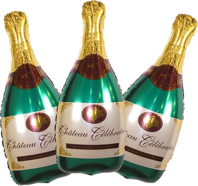 Happy Birthday Ballon Champagne Fles Ballon Helium Ballonnen Feest Verjaardag Versiering Groen 90 Cm - 3 Stuks
