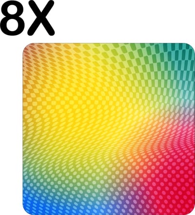 Luxe Placemat - Gekleurd Patroon - Set van 8 Placemats - 50x50 cm - 2 mm dik Vinyl - Anti Slip - Afneembaar
