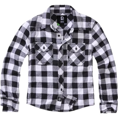 Brandit - Checkshirt Kinder Longsleeve shirt - Kids 134/140 - Wit/Zwart