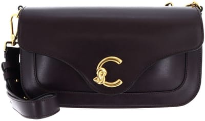 COCCINELLE Leren schoudertas C-Me Calf Shoulder Bag Prune donkerpaars