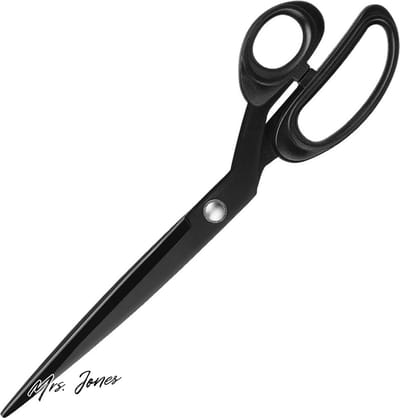 Mrs. Jones 10 Inch Stoffen Schaar Multifunctionele Zwarte Naaister Schaar met Comfort-Grip Handvatten Geschikt voor Kantoren Scholen Kunst Ambachten en Huishouden Naaien .