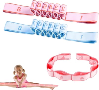 2 stuks flexibele stretchbanden voor gymnastiek en yoga met verstelbare lussen - weerstandsbanden, beenstretcher riem voor pilates, dans, en gymnastiek-oefeningen