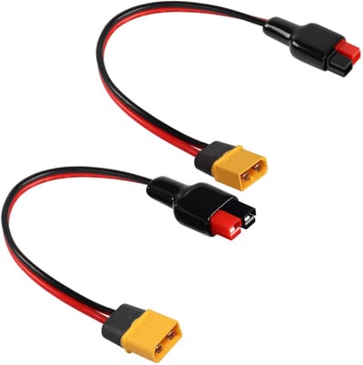 Dailygoody - XT60 Connector - 45A Zonnepaneel Kabel - 30 cm - Lithium Batterij Adapter - 2 Stuks - Geschikt voor Mobiele Voeding - Voor Outdoor Gebrui